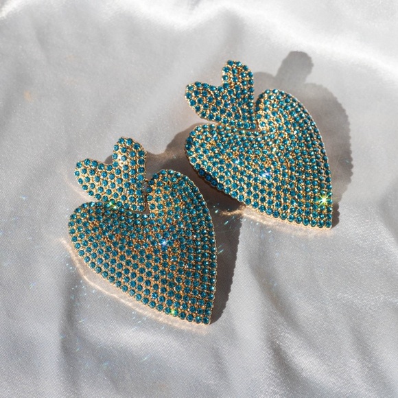 ✨For Love and Lemons Adela Rhinestone Heart Earrings - Picture 5 of 6